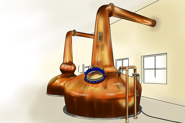 Stills are used in the manufacture of alcohol in factories